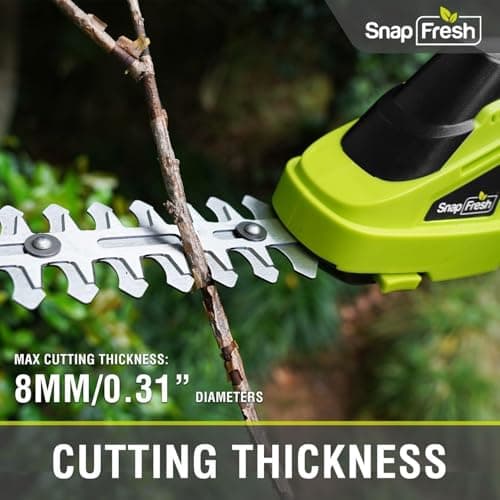 SnapFresh Cordless Grass Shear Bush Trimmer, 2 in 1 Handheld Hedge Trimmer, 7.2V Electric Grass Trimmers, Lightweight Shrubbery Trimmers Battery & Charger Included, Shrub Trimmer for Garden(Green)