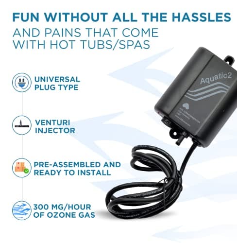 Aquatic 2 Spa, Hot Tub Ozone Generator 300 mg/h, Spa Skin Care, Ozonator, Irritant Reducer, for Water Sanitation