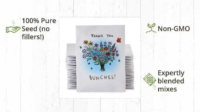 American Meadows Wildflower Seed Packets Feed The Bees'' Party Favors (Pack of 20) - Pollinator Wildflower Seed Mix to Attract Hummingbirds, Bees, and Butterflies, Party Favor for Any Occasion