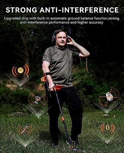 SUNPOW Metal Detector for Adults Professional - Waterproof Higher Accuracy 5 Modes Gold Metal Detector with Strong Anti-Interference, Advanced DSP Chip, 11" Detection Depth - OTMD09