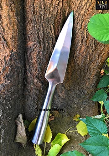 NauticalMart Hand-Forged Viking Saga Iron Spear Point Viking Accessories Medieval Steel Spearpoint Made From Carbon Steel Reenactment, Long Spear SCA LARP Knight (Silver)