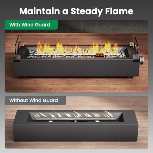 Ciays 28 Inch Table Top Propane Fire Pit, 50,000 BTU Tabletop Firepit with Glass Wind Guard & Glass Beads, Nylon Cover, Portable Outdoor Portable Fireplace for Patio and Camping