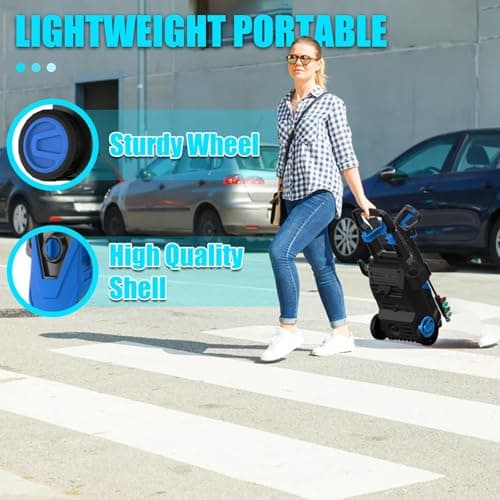Electric Pressure Washer, 4800PSI Max 3.0GPM Power Washer Electric Powered with 20FT Hose, 35FT Power Cord, 4 Nozzles Foam Cannon High Pressure Washer for Car Patio Garden Fences(Bule)
