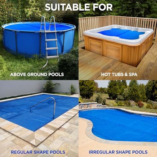Solar Pool Cover for Inground and Above Ground Pools - 16' x 32' Rectangle 12 Mil Solar Blanket for Inground Pool, Blue