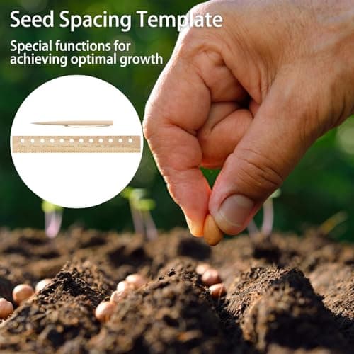 Wooden Plant Spacing Ruler with Holes - Folding Interval Ruler & Seeding Template for Precise Planting, Gardening Tool for Vegetable Gardens, Includes Dibber & Spacer for Accurate Seed Placement (1)