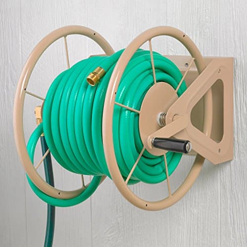 Liberty Garden Products 703-2 Multi-Purpose Steel Garden Wall/Floor Mount Hose Reel, Tan Poly