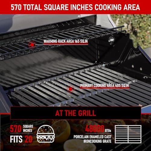 Monument Grills Outdoor Barbecue Stainless Steel 3 Burner Propane Gas Grill, 48,000 BTU Patio Garden Grill with Side Burner and Knob Controls, Mesa325, Black