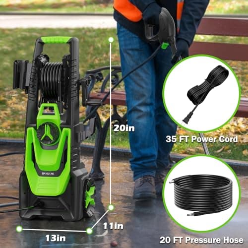 Electric Pressure Washer, 5000 PSI 3.2 GPM Power Washer with Foam Cannon, High Pressure Cleaning Machine with 35 FT Power Cord and 20 FT Hose, Hose Reel, 4 Connect Nozzles for Car/Patio/Fence