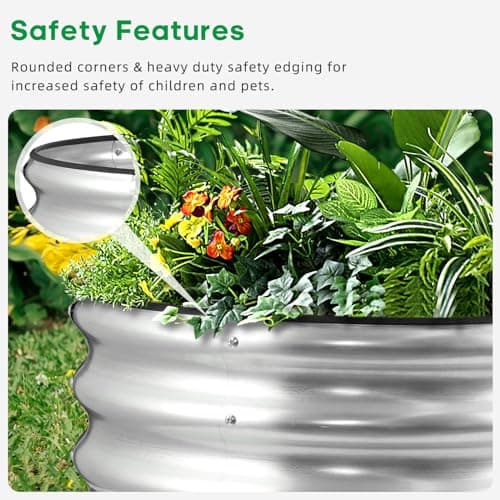 JERIA Raised Garden Bed,Galvanized Raised 2 PCS 2×2×1ft Planter Boxes Outdoor with Easy Assembly, Round Garden Bed for Vegetables, Fruits, Flowers