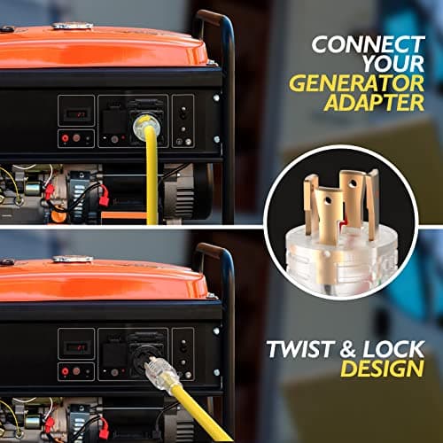 TOOLIOM 30 Amp Generator Adapter Cord Power Splitter, NEMA L14-30P to 4 x 5-15R/5-20R Household Plug, ETL Listed Generator Extension Cord 125/250V 7500W STW 10AWG/4C (1.5 FT)