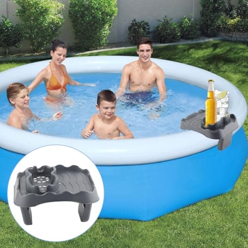 Hot Tub Table, Side Table Swimming Pool Spa Anti Slip Adjustable Hot Tub Side Table for Tables Tubs All Weather Cup Holder with Tray Bathtub Spa Outdoor Patio Drain Holes (Gray)