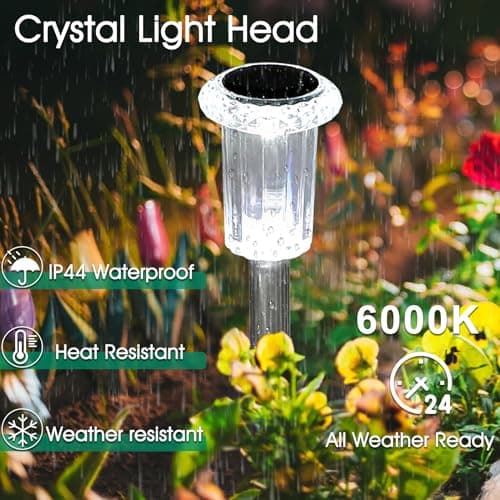 Solar Outdoor Lights, 10 Pack Waterproof Stainless Steel Solar Stake Lights for Pathway Garden Yard Path Walkway Driveway Lawn Patio Outside Decor, Cool White