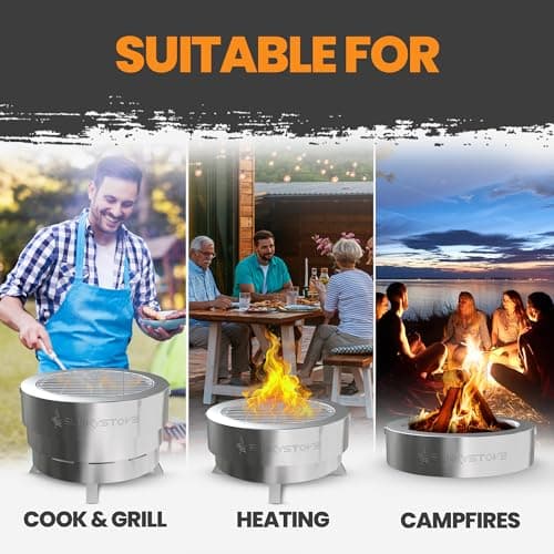 Slinky Stove 23-inch Smokeless Firepit – Lightweight, Compact & Portable with Carry Bag, Collapsible Design for Camping, Backyard Gatherings, Bonfires, and Outdoor Wood-Burning – Stainless Steel
