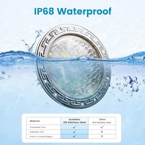 SURAIELEC 12V AC Pool Lights for Inground Pool, 10 inch Underwater Pool Light Replacement, 35W LED, 3000LM, 6000K Cool White, Swimming Pool Light for Pentair Wet Niches, 50FT Cord