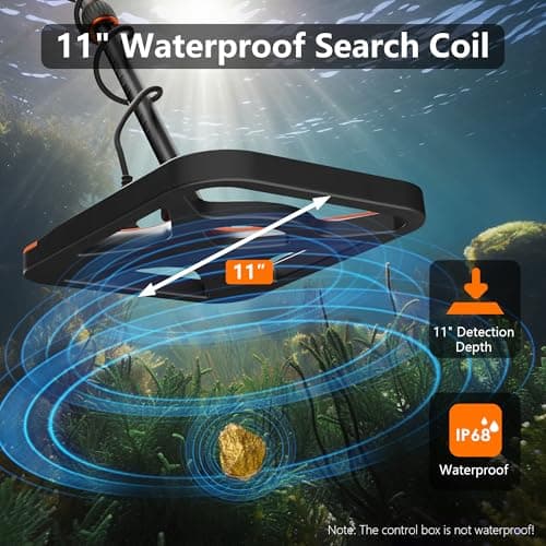 Metal Detector for Adults Rechargeable, 11" Professional Metal Detector for Gold & Silver, High Accuracy Waterproof Design with 5 Modes, 4000 mAh Lithium Battery, Easy to Use, M55, Orange