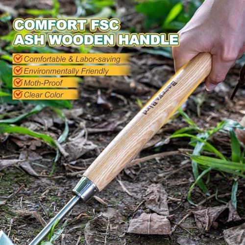 Triangle Hand Hoe, 15.2'' Winged Weeder Garden Hoes with Short Wood Handle, Gardener Stainless Steel Warren Hoe, Garden Weeder Hoe Tool for Quickly Weeding, Edging and Gardening Tools