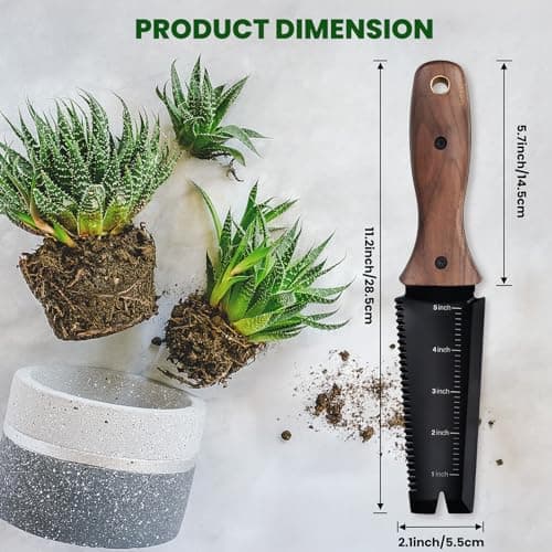 Hori Hori Garden Knife, Garden Tools with Sheath, 6" Stainless Steel Blade with Cutting Edge, Full-Tang Walnut Ergonomic Wood Handle with Hanging Hole, Weeding, Planting, Digging…