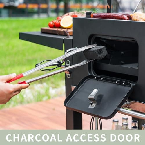 Kenadne Charcoal Grill Outdoor BBQ Grill, Extra Large Cooking Area 794 Square Inches with Two Individual & Adjustable Charcoal Tray, Foldable Side Tables for Outdoor Cooking grill Backyard