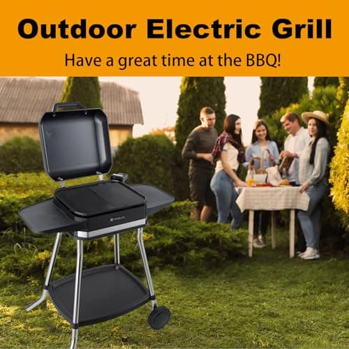 Outdoor Electric Grill & Griddle, 1500 Watts, Black