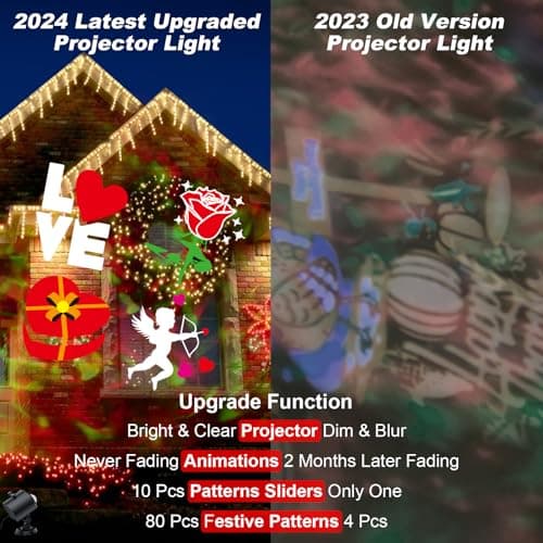 Brighter Valentine Decorations Light for Home, 2024 Upgraded Holiday Projector With 19 HD Replaceable Slides (3D Ocean Wave & Patterns), Weather Proof Valentine Light Show