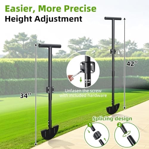 Lawn Edger, 42 Inch Half Moon Manual Edger Lawn Tool, Heavy Duty Saw Tooth Driveway Sidewalk Flower Bed Landscaping Grass Step Edging Tool, T-Grip, Long Handle