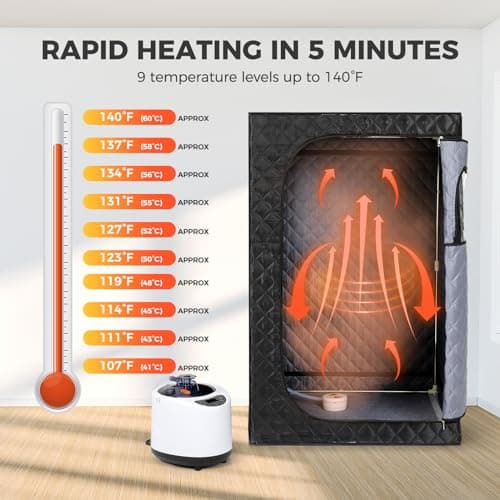 Upgraded Version Portable Sauna for Home Full Body Personal Sauna Steam Sauna Tent at Home Spa with 2.6L 1000W Steam Generator, 90 Minute Timer, Foldable Chair, Remote Control, Sauna Box(Black)