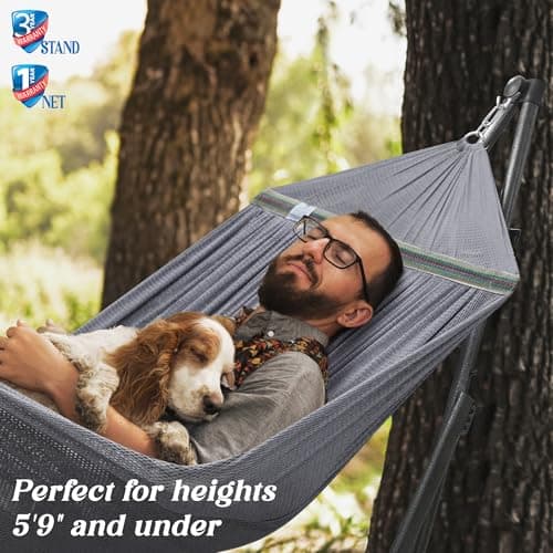 Tranquillo Uniki Hammock, Instant 30s Foldable Hammock Stand, 550 lbs Capacity Portable Hammock, 3-Year Warranty Sturdy Stand, Revolutionary Design No Screws Needed, Premium Carry Bag Included, Grey