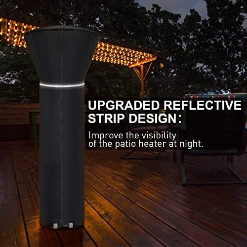 Patio Heater Covers with Reflective Strip,Outdoor Heater Cover Waterproof,Dustproof,Wind-Resistant,Sunlight-Resistant,Snow-Resistant,Black,89.5''x 33.5" Dome x 19.5" Base