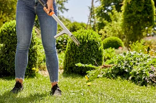 Gardena (03518 - Weed Puller Remover Tool, Heavy Duty Stand-Up Garden Hand Weeder, Easy Weed Removal, Built-in Ejector, Long Handle for Outdoor Use. Weeding Claw.