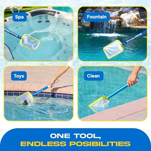 Skimmie Pro (Short Version) 22.5” Pool Skimmer: Lightweight, Fine Mesh Net, & Stainless Steel Hook – Ideal for In-Ground/Above-Ground Pools, Fountains, Ponds, Hot Tubs, & Cold Plunges