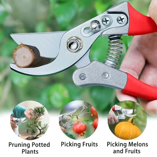 Kynup Pruning Shears, Gardening Pruners Scissors, Professional Bypass Hand Shears Heavy Duty, Pruners for Gardening, Garden Clippers, Hedge Shears, Garden Tools(Red)