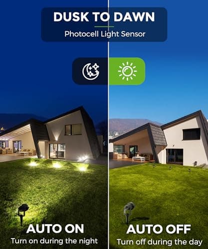 LOHAS Landscape Spot Lights Outdoor, 5W Dusk to Dawn Outdoor Lighting, LED Spotlights for Yard, 120V 450LM Outside Lights for House, 9.84-ft Cord, IP66 Waterproof 3000K, UL Listed 2 Pack