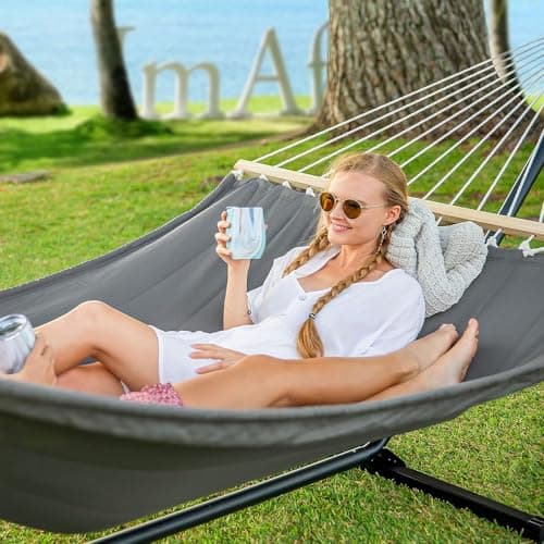 Outdoor Portable Hammock Pad, 2 Person Replacement Polyester Hammock Pad and Pillow Set, 77 X 55Inch Fits 55 Inch Large Hammock, Dark Gray