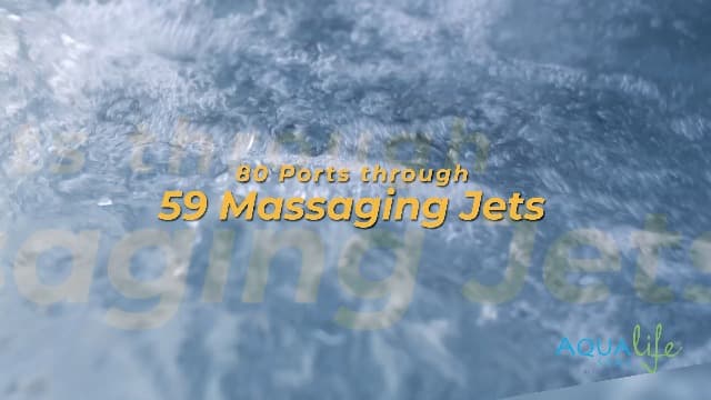 Destination Outdoor Hot Tub, 5-Person 59-Jet 80-Port 4-Pump Lounger Spa with Waterfall Arch and Bluetooth Stereo by Aqualife by Strong Spas