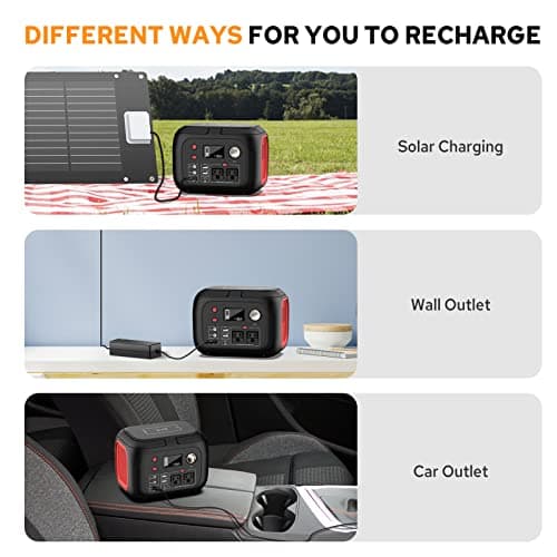 Portable Power Station With Wireless Charging 300W Portable Solar Generator 228Wh Power Supply With LED Light Power Generator 9 Outputs Charging Station for Outdoor Camping Emergency