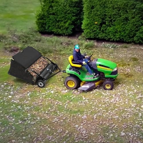 YINTATECH 48" Lawn Sweeper, Tow Behind Leaf Collector, Pine Needle, Pine Cone, Grass Sweeper,Black