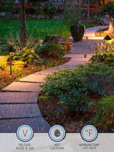 LEONLITE 12-Pack Low Voltage Pathway Lights, 3W 12-24V AC/DC CRI90+ Low Profile LED Landscape Path Lights, Cone Head with Vintage Texture & Vintage Golden Edge, IP65 Waterproof, Black Aluminum Housing