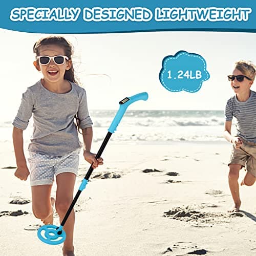 OMMO Metal Detector, Adjustable 27.5”-37.8” Metal Detector for Kids with Intuitive LCD Display, Lightweight Kids Metal Detectors with 6” Search Coil for Exploration Hiking