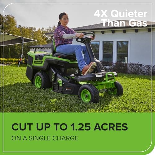 Greenworks 60V 30" Tractor, (4) 8.0Ah + Wall Charger