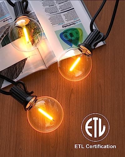GLUROO 120FT Outdoor String Lights, G40 LED Patio Lights with 64pcs Bulbs, Waterproof Shatterproof Dimmable Globe Hanging Outdoor Cafe Bistro Porch Outside Light, 2Packs * 60ft