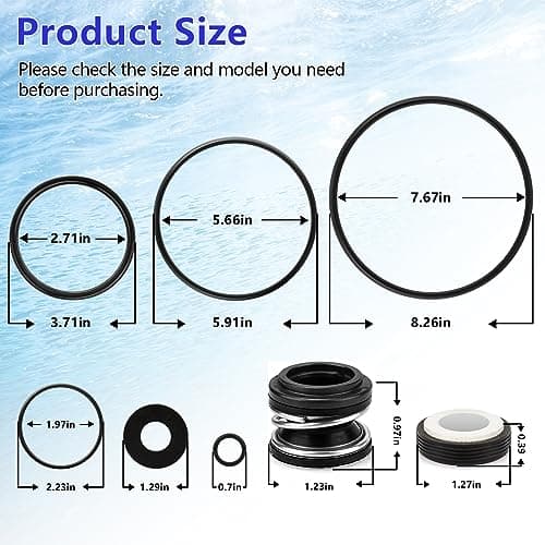 O-Ring Rebuild Repair Kit Compatible with Pentair SuperFlo, SuperMax Pool Pumps Parts, Includes US Seal PS-200 Shaft Seal, Water Slinger and O-Ring Lube, 2 Pump Union O-Rings, 2 Drain Plug O-Rings