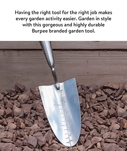 Burpee 26" Stainless Steel Durable Trowel with 20" Long Handle, 6" Shovel Head | Leather Strap for Hanging Storage | 10 Year Garden Tool Warranty