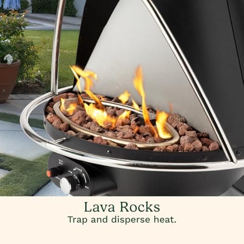 Cuisinart Chimenea Propane Fire Pit, 40,000 BTU Coated Steel Outdoor Propane Heater with Lava Rocks and Directional Heat, Adjustable Fire Pit with Safety Shutoff for Patios and More