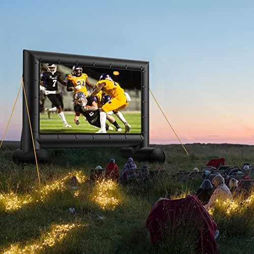 Amada 14 Feet Outdoor Inflatable Movie Screen, Projector Screen with Fast Low-Noise Air, Support Front Rear Projection for Backyard Movie Night, Home Theater, Theme Party, AMPJ04