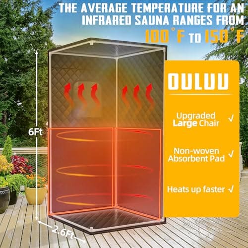 Infrared Saunas for Home, Portable Dry Sauna with Heating Foot Pad, Infrared Saunas with Big Sauna Chair, 3.2’ x 3.2’ x 6.0’, Black