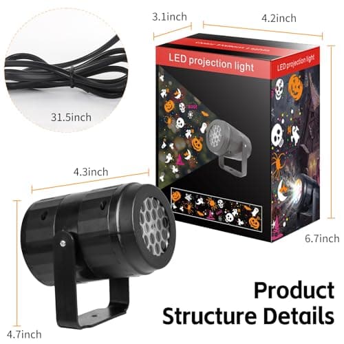 Halloween Projector Lights Outdoor/Indoor, Led Lights Projector Waterproof for Gift Halloween Decorations, Holidday Projector Home Party Light Show for Halloween (Halloween Light)