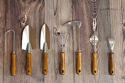 Japanese Garden Trowel Heavy Duty Japanese Steel with Wood Handle, Garden Transplanter Tool for Digging, Scooping, Transplanting, Made in Japan, Large Silver