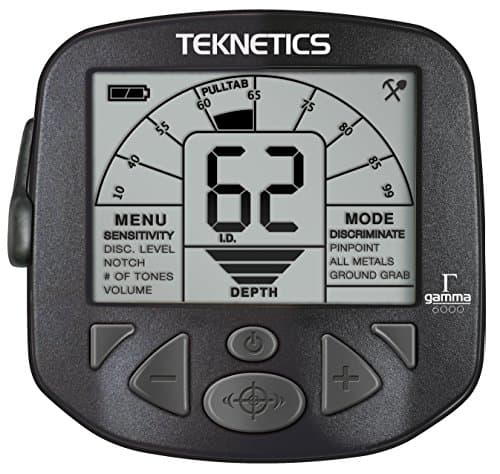 Teknetics Gamma 6000 Metal Detector for Adults with 8" Searchcoil, Advanced Target-ID, Ground Balancing, Depth Indicator, and Multi-Tone Discrimination