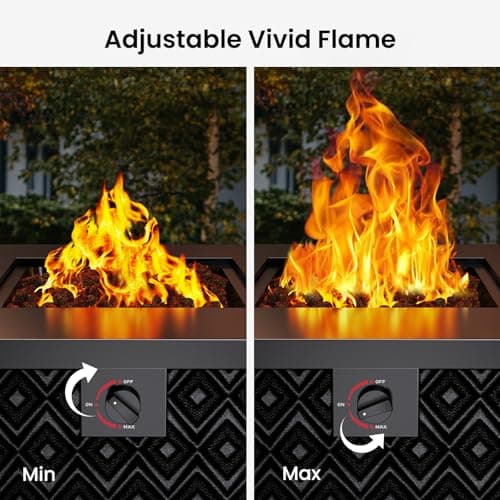 Ciays Propane Fire Pit, 28” Gas Fire Pit with Texteline Pattern, 50,000 BTU Steel Firepit for Patio, Garden, & Backyard, 2-in-1 Firepit with Removable Lid, CSA-Certified, Black