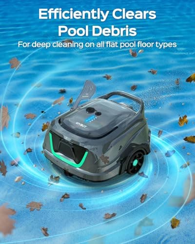 (New Upgraded) WYBOT A1 Cordless Robotic Pool Cleaner, Automatic Pool Vacuum with 120 Mins, Double Filters, LED Indicator, Ideal for Above Ground Flat Pools - Black & Green